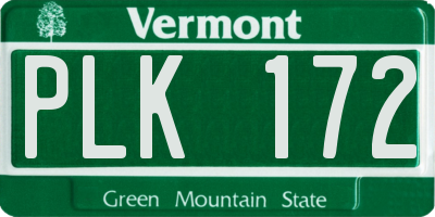 VT license plate PLK172