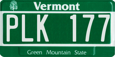 VT license plate PLK177