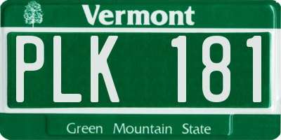 VT license plate PLK181