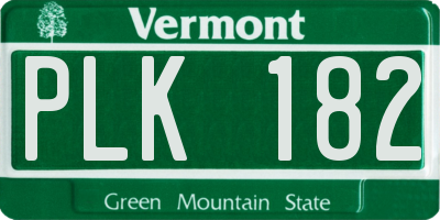 VT license plate PLK182