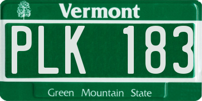 VT license plate PLK183