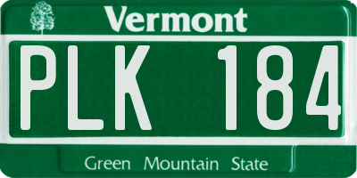 VT license plate PLK184