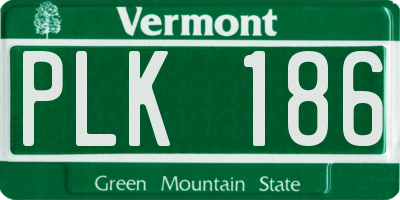 VT license plate PLK186
