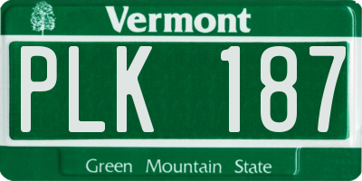 VT license plate PLK187