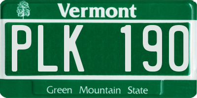 VT license plate PLK190