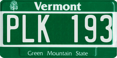VT license plate PLK193