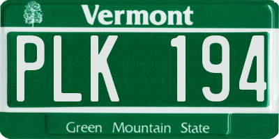 VT license plate PLK194