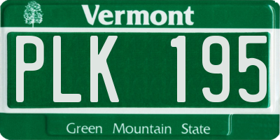 VT license plate PLK195