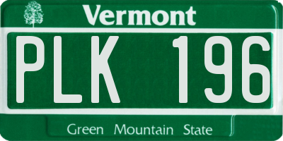 VT license plate PLK196
