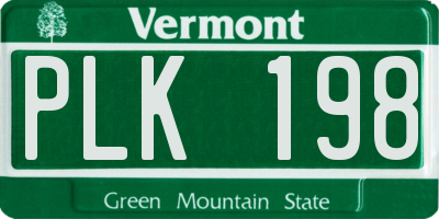 VT license plate PLK198