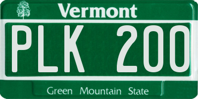 VT license plate PLK200