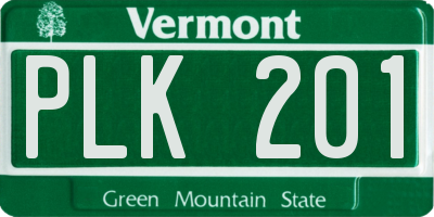 VT license plate PLK201