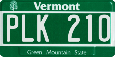 VT license plate PLK210