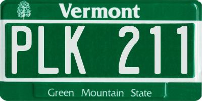 VT license plate PLK211