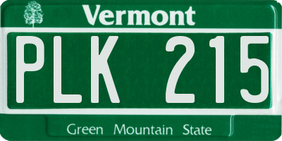 VT license plate PLK215