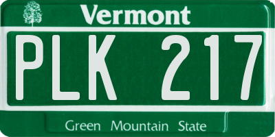 VT license plate PLK217