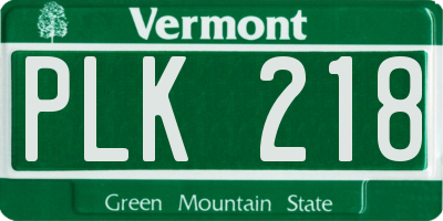 VT license plate PLK218