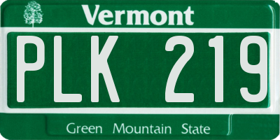 VT license plate PLK219