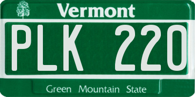 VT license plate PLK220