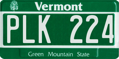 VT license plate PLK224