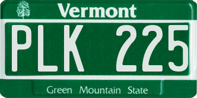 VT license plate PLK225