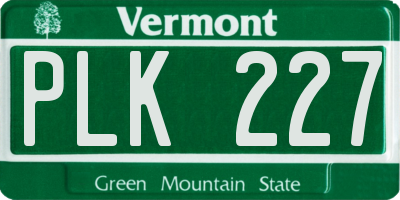 VT license plate PLK227