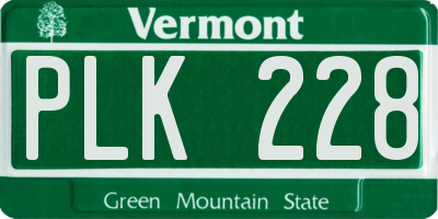 VT license plate PLK228