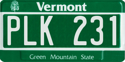 VT license plate PLK231