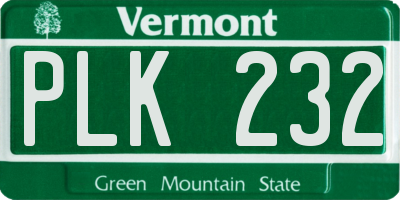 VT license plate PLK232