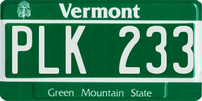 VT license plate PLK233