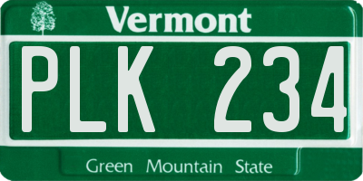 VT license plate PLK234