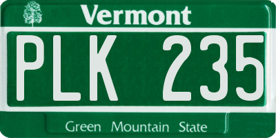 VT license plate PLK235