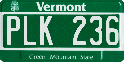 VT license plate PLK236