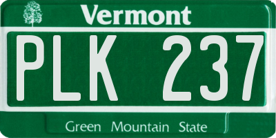 VT license plate PLK237