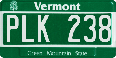 VT license plate PLK238