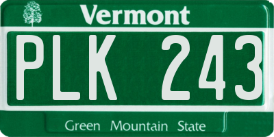 VT license plate PLK243