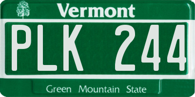 VT license plate PLK244