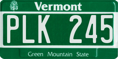 VT license plate PLK245
