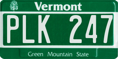 VT license plate PLK247