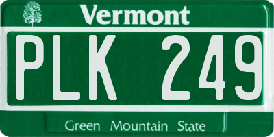 VT license plate PLK249
