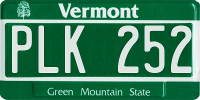 VT license plate PLK252