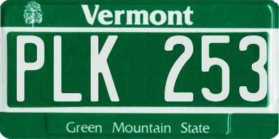 VT license plate PLK253