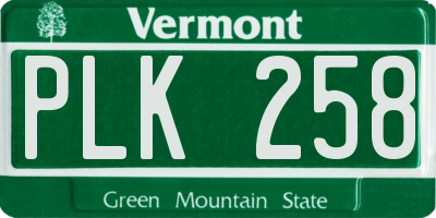 VT license plate PLK258