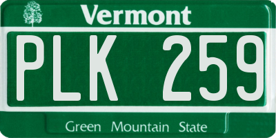 VT license plate PLK259