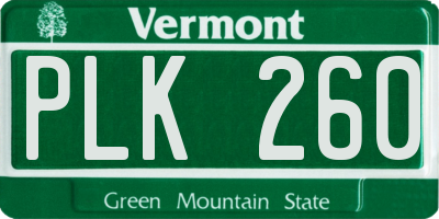 VT license plate PLK260