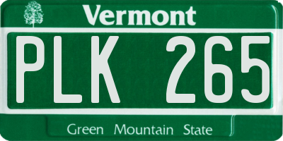 VT license plate PLK265