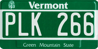 VT license plate PLK266