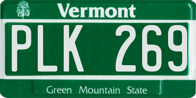 VT license plate PLK269