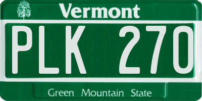 VT license plate PLK270