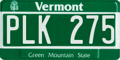VT license plate PLK275